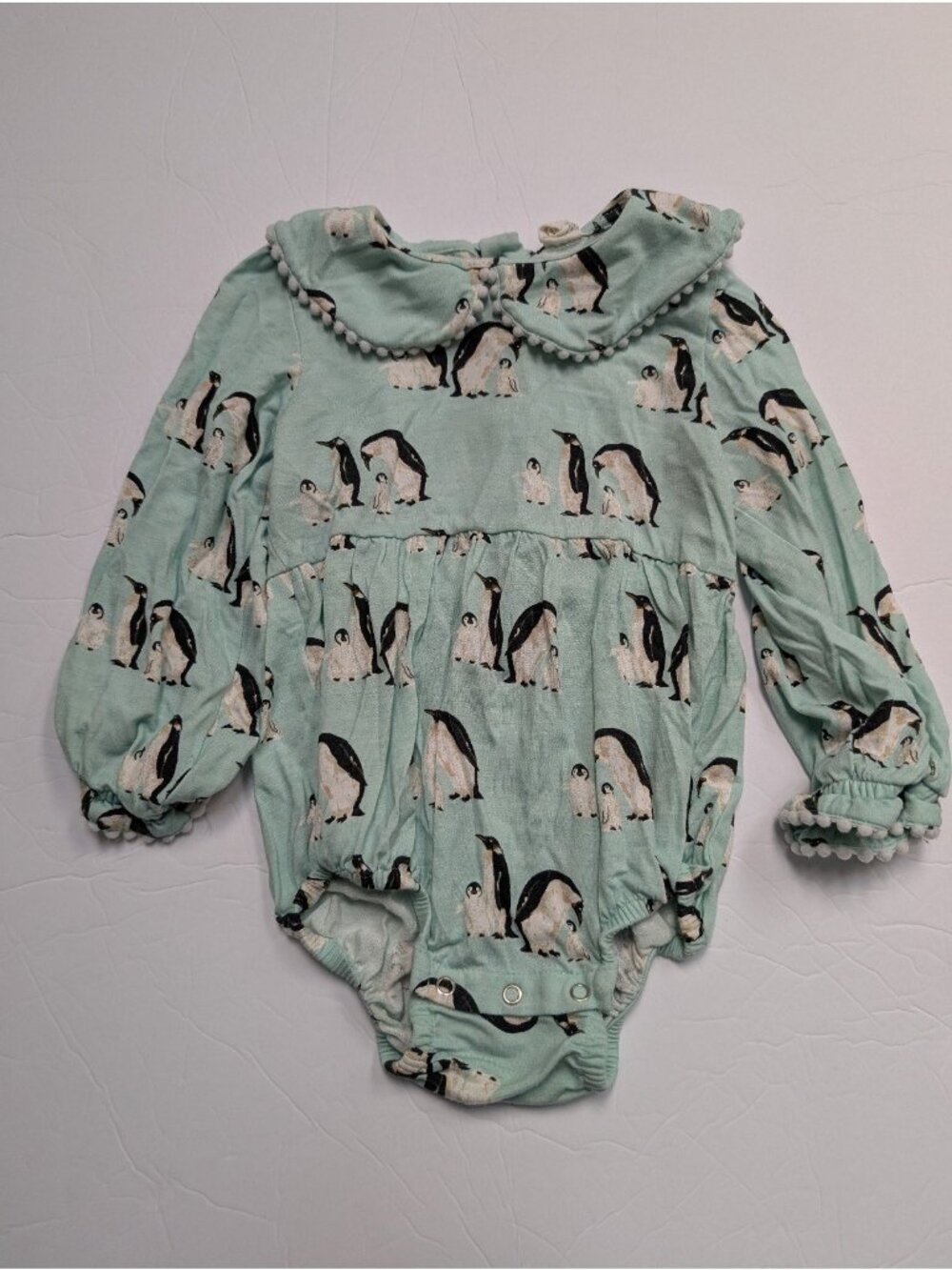 Kate Quinn Bamboo Penguin Family Pom Peter Pan Collar Bubble 18-24